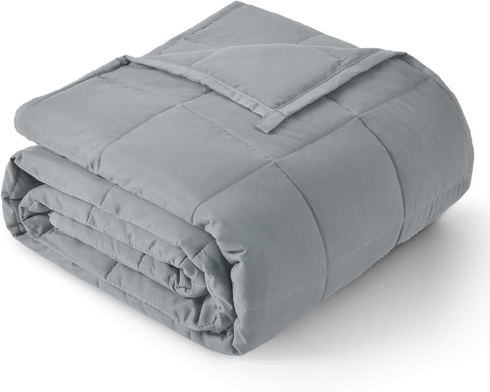 Topblan Weighted Blanket for Adults 12lbs, Breathable Cooling Weighted Blanket for Sleeping, Soft Heavy Microfiber Material with Glass Beads Blanket for All Season, Sofa Bed, 48"x72" Twin Size,Grey