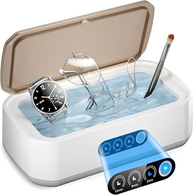 Ultrasonic Retainer Cleaner for Tooth: 50KHz Jewelry Cleaner Deep Cleaning Machine - 650ML Dental Cleaning Pod for Dentures/Mouth Guards/Eyeglasses-3 Timers -Stainless Steel, Reliable Use