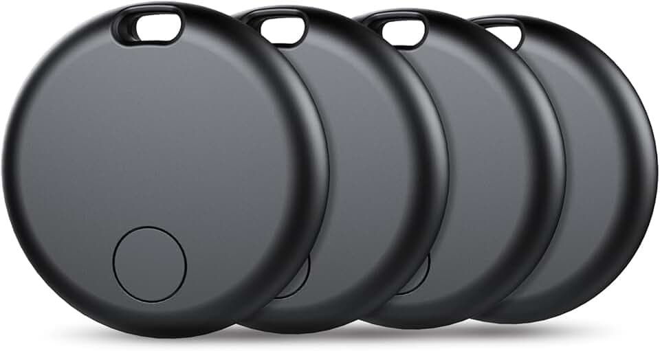 Tracker Air Tag-4 Pack: Smart Bluetooth Tracker, Item Finder Works with Apple Find My (iOS Only) App, Trakcer Tag Locator for Keys, Luggage, Satchel, Backpack etc. (Not for Android Devices)
