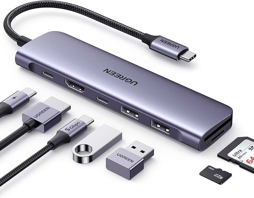 UGREEN Revodok 1071 USB C Hub for Laptop 7 in 1 Dock 4K HDMI, 100W PD Charging, USB-C & 2 USB-A 5Gbps Data Ports, SD/TF Card Reader for MacBook Pro/Air, iPad Pro, XPS, Thinkpad