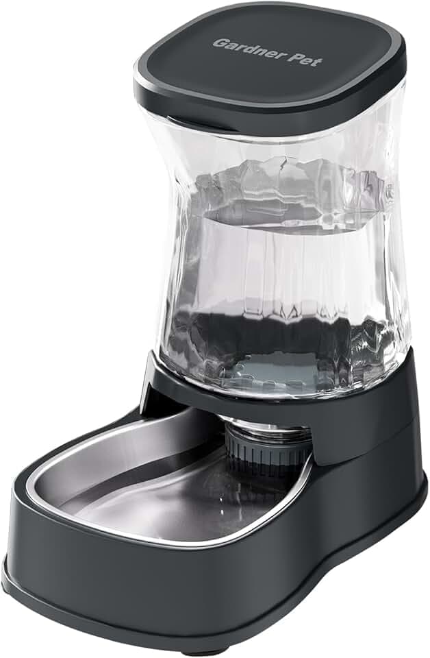 Gardner Pet Automatic Dog Water Dispenser Gravity Stainless Steel Water Waterer Feeder, 100% BPA-Free Large Capacity Water Feeding Bowls for Medium & Large-Sized Dogs Cats Other Pets -(1 Gallon)