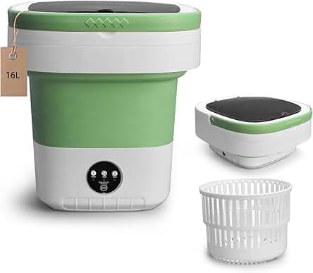 Portable Washing Machine, Mini 16L Foldable Washer and Dryer with 3 Modes Deep Cleaning, Upgraded Small Collapsible Laundry for Travel, Apartment, Home, Hotel and camping