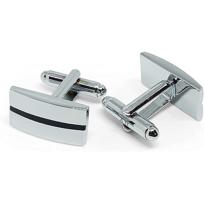 Anthony Harrison Men's Cufflinks Silver Black Cufflinks Premium Stainless Steel Jewelry Elegant and Classy Set Ideal for Wedding, Party, Ceremony