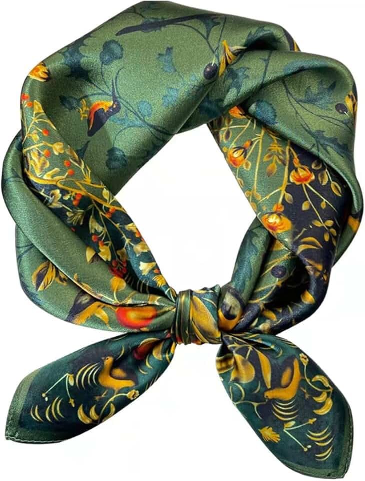 ANDANTINO 100% Mulberry Silk Square Scarf for Hair-25.6" X25.6'' Women Men Natural Silk Neckerchief Digital Printed Headscarf