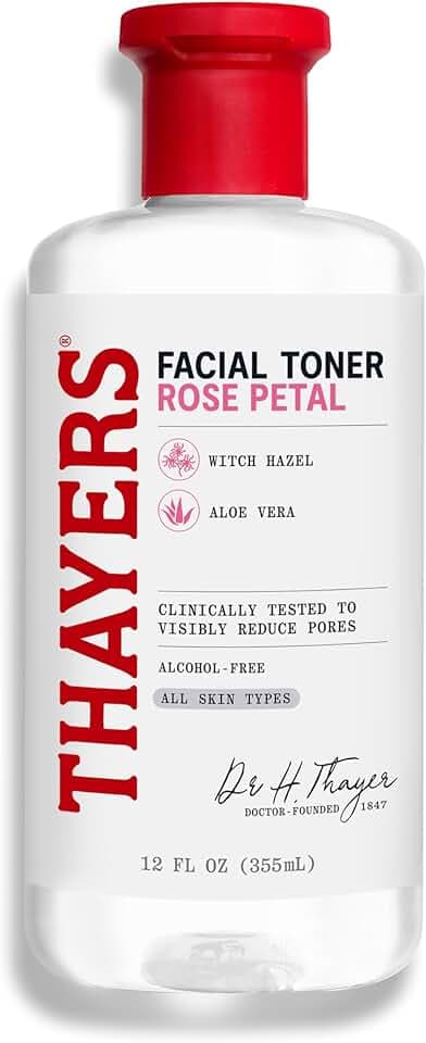 THAYERS Alcohol-Free Rose Petal Witch Hazel Facial Toner for Glowing Skin, Soothing, Hydrating, Refreshing Toner for All Skin Types, 12oz (Packaging May Vary)