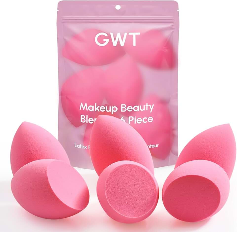 GWT Makeup Sponge Set, 6 Pcs Latex-Free Beauty Blender Sponges for Foundation, Liquid & Cream, Ultra-Soft Wonder Sponges, Multi-Angle Blending, Ideal Stocking Stuffers for Women