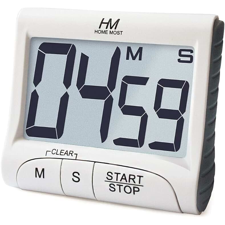 3" Large Display Kitchen Timer - Digital Timer Magnetic Back Loud Alarm On A Rope- White Cooking Timers For Kitchen Teachers Students Games Kids Meetings- Sports Timers For Workouts Exercise
