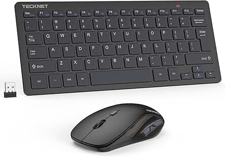 TECKNET Wireless Keyboard and Mouse Combo, Mini Cordless Computer Keyboard and Mouse Set 2.4GHz, Silent Adjustable 1600 DPI, Quiet Click, Lag-Free for Computer, Laptop, PC, Windows, Mac, Chrome OS