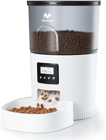 Automatic Cat Feeders, 3L Timed Cat Dry Food Dispenser, Dual Power Supply, Programmable Portion Size, Auto Pet Feeder for Cats and Small Dogs