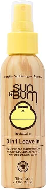 Sun Bum Revitalizing 3 in 1 Leave In Conditioner - Anti Frizz Detangler - Color Safe with UV Protection - Enriched with Coconut Oil and Banana - 4 oz