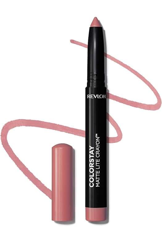 REVLON ColorStay Matte Lite Crayon Lipstick with Built-in Sharpener, Smudge-proof, Water-Resistant Non-Drying Lipcolor, 004 Take Flight, 0.049 oz