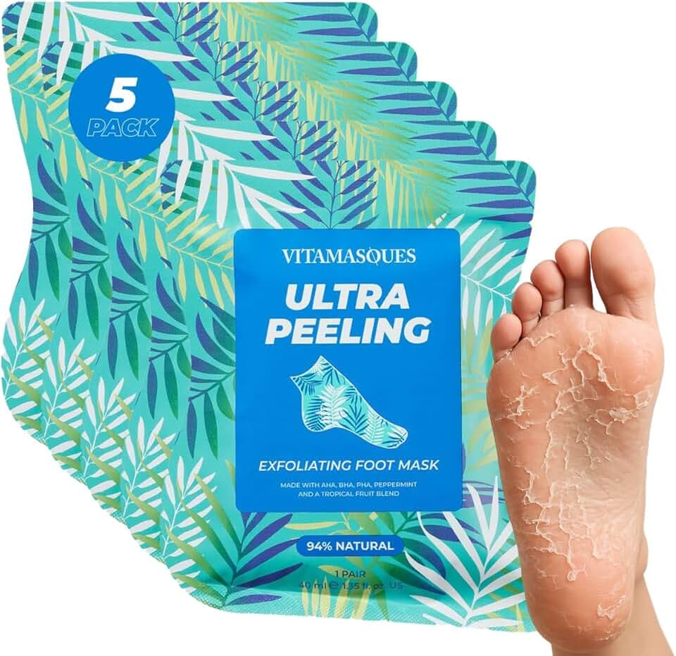 Vitamasques Ultra Foot Peeling Mask, 5 Pack - Exfoliating Foot Peel Mask for Dry Cracked Feet & Dead Skin - Cruelty-Free & Dermatologically Tested, Made in Korea