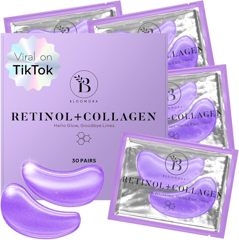 Retinol & Collagen Under Eye Patches (30 Pairs) Under Eye Patches for Dark Circles and Puffy Eyes, Under Eye Mask, Puffy Eyes Treatment