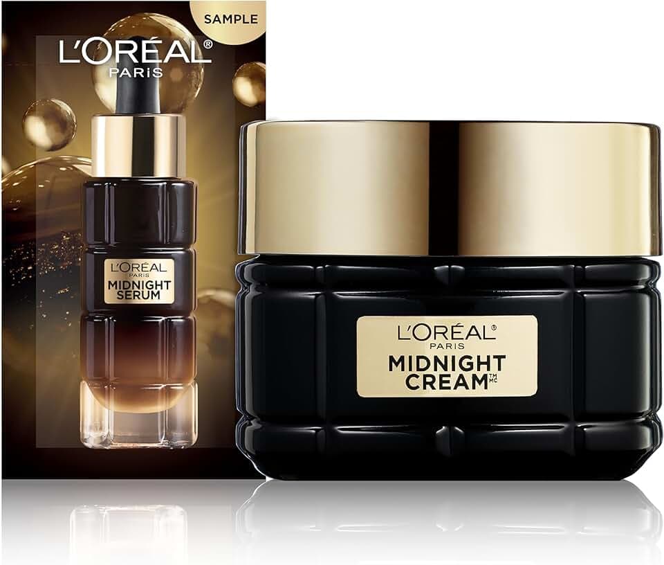 L'Oreal Paris Age Perfect Anti-Aging Midnight Cream, Face Moisturizer to Reduce Wrinkles and Firm Skin, 1.7oz + Serum Sample