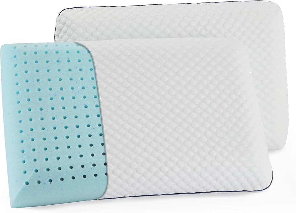 WEEKENDER Gel Memory Foam Pillow - Standard Size - 2-Pack - Medium Plush Feel - Neck & Shoulder Support - For Back, Side, & Stomach Sleepers - Home, Hotel, & Hospital Essentials