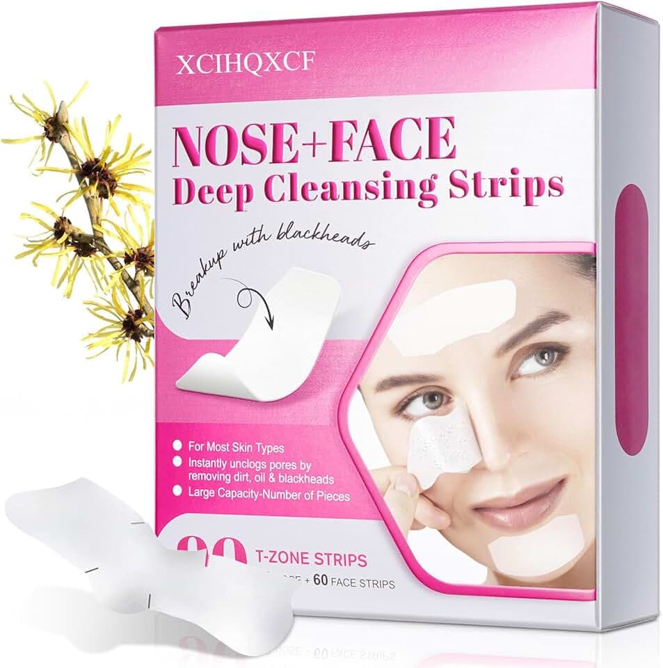 Nose Strips Blackhead Remover, 90pcs Blackhead Remover Strip with Natural Charcoal, Pore Strips Nose for Removal
