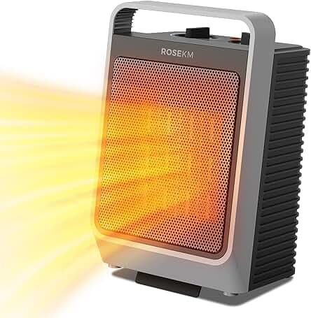Space Heaters for Indoor Use, 1500W Portable Electric Heater with Thermostat, Ceramic Heater for Room Bedroom Office Under Desk with 3 Heating Levels, Safe Tip-Over Protection