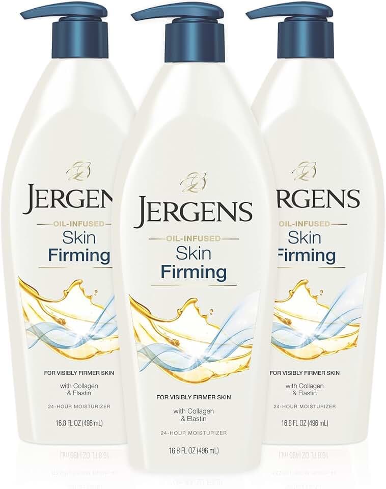 Jergens Skin Firming Body Lotion for Dry to Extra Dry Skin, Skin Tightening Cream with Collagen and Elastin, Dermatologist Tested, Hydralucence Blend Formula, 16.8 Oz, Pack of 3