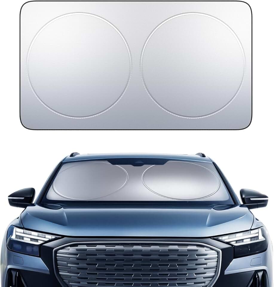 Lamicall Car Windshield Sun Shade – 4-Layer Reflective 240T Sun & UV Reflective Windshield Cover Sun Shade | Easy Install, Foldable | 64"x34" Windshield Cover for Medium Sedan, SUV