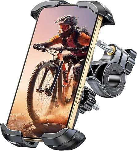 Bike Phone Holder [Upgraded Reinforced Clamp], [1s Lock] Motorcycle Phone Mount, [360° Rotatable] Bike Phone Mount Compatible with iPhone 16 Pro Max/15/S25 Ultra, 4.7-6.9’’ Phones