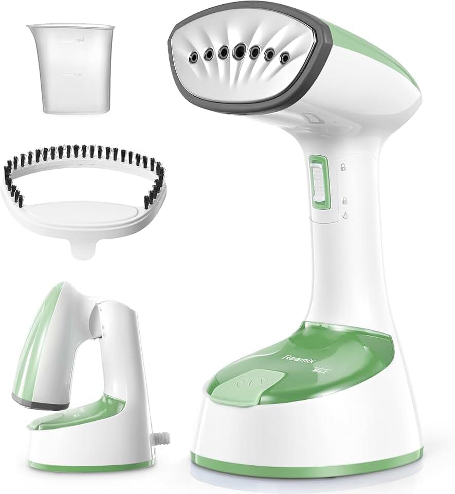 Steamer for Clothes, Folding Handheld Design Garment Wrinkles Remover, 20g/min Strong Penetrating Steam, 25-Sec Fast Heat-up, for Home, Office and Travel (Green)
