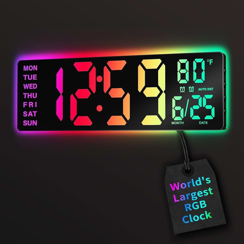 16.5" Large Digital Wall Clock with Remote Control