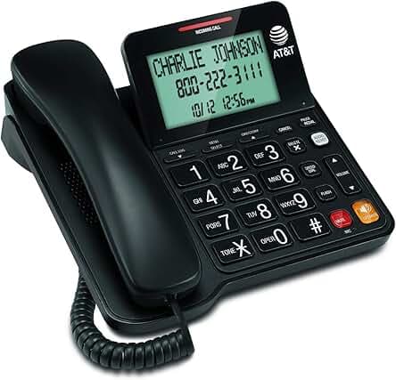 AT&T CL2940 Corded Phone with Speakerphone, Extra-Large Tilt Display/Buttons, Caller ID/Call Waiting and Audio Assist, Black