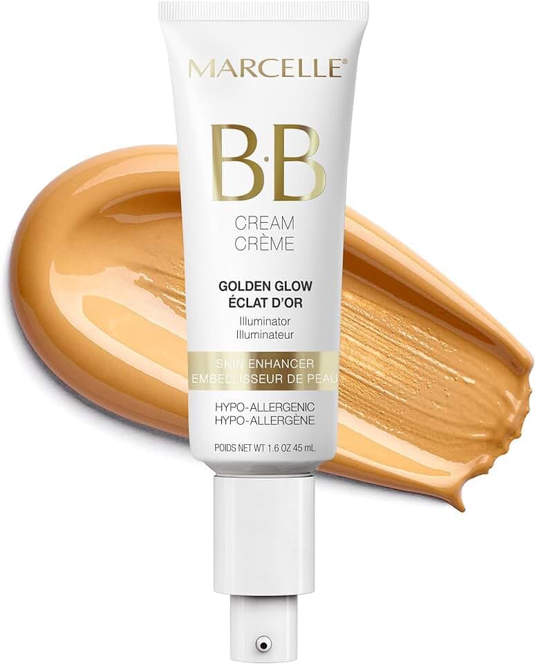 Marcelle BB Cream Golden Glow, Universal Shade, Tinted Moisturizer, Skin Enhancer, Illuminator, Beauty Balm, Non-Comedogenic, Paraben-Free, Oil-Free, Hypoallergenic, Cruelty-Free, 1.5 fl oz