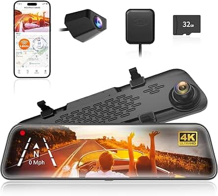 WOLFBOX G840S 12" 4K Mirror Dash Cam Backup Camera