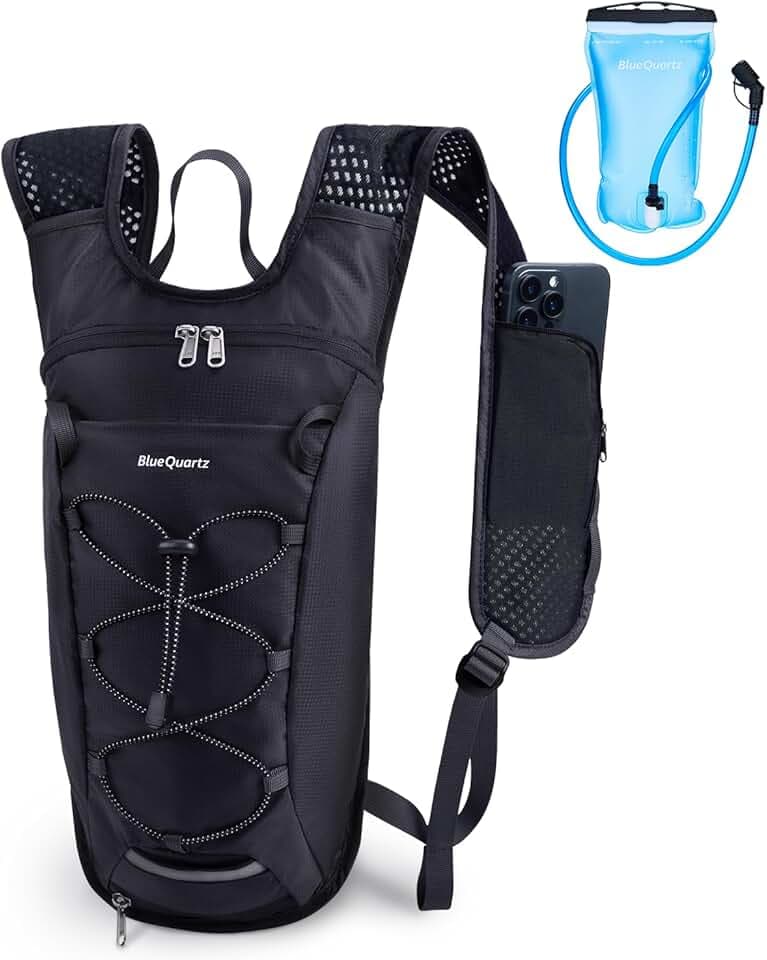 Hydration Backpack with 2L Water Bladder, Hiking Water Backpack for Women Men, Lightweight Cycling Daypack with Phone Pocket & Helmet Net Bag, Hydration Pack for Biking, Running, Skiing