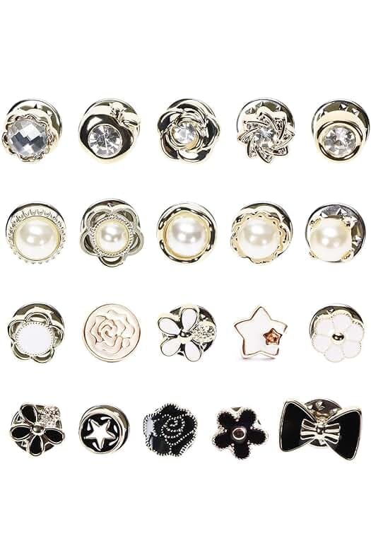 Women Shirt Brooch Pins 20Pcs Mini Cover Up Enamel Safety Lapel Pins Buttons Sweater Shawl Clips for Coat Dress Clothes Decoration