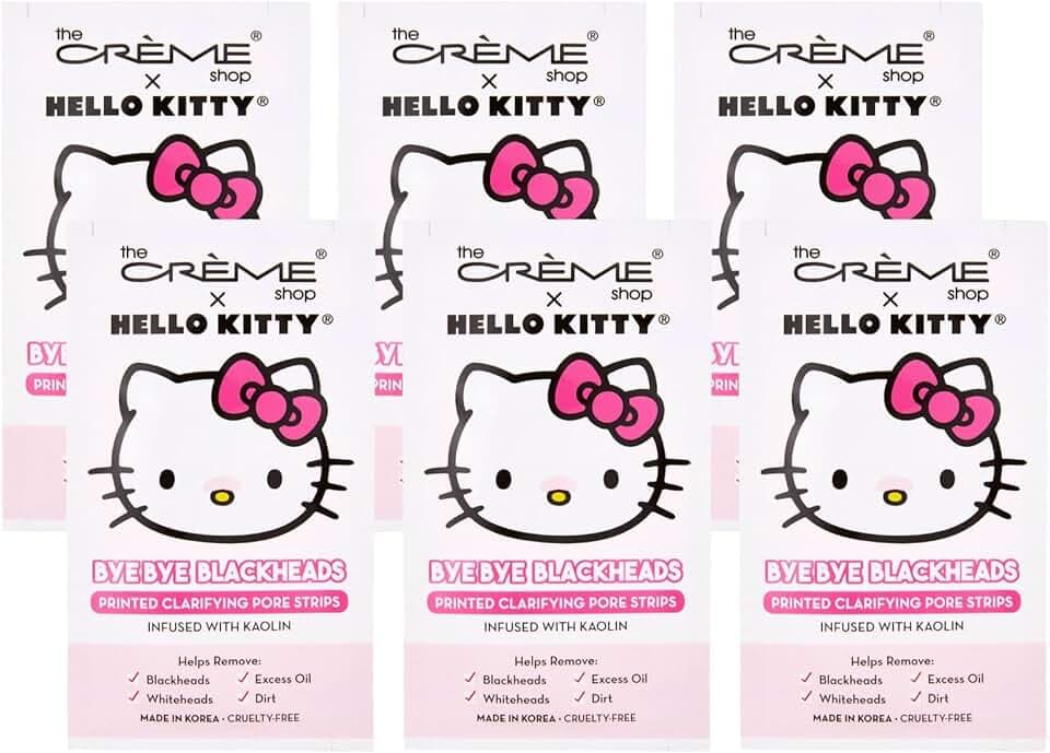 The Crème Shop Hello Kitty Bye Bye Blackheads Nose Pore Strips, Nose Pore Mask - Pack of 6