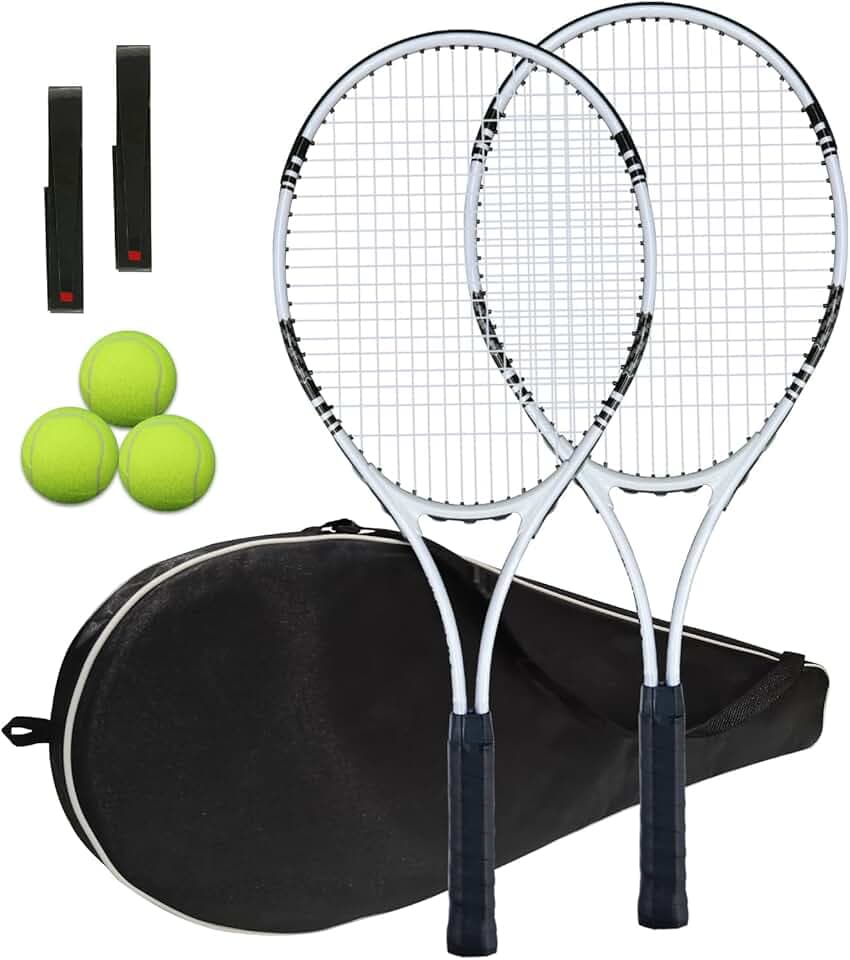 UUBEMM Tennis Rackets 2 Players Recreational for Adult,Lightweight Tennis Racquets for Beginner Student Training,Tennis Racket Set with Carrying Cover Bag,Grip Tapes,Tennis Balls