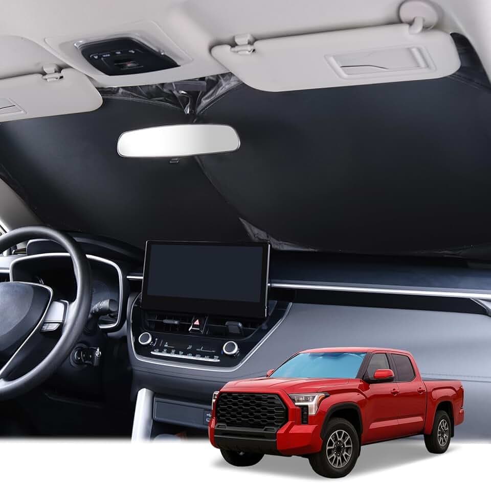 2025 Upgraded Zanch Car Front Windshield Sun Shade - Ultimate UV Protection & Heat Reductionlinnovative No-Light Leakage Technology|Foldable Design for SUV/Small Truck, Large(64" x 34")