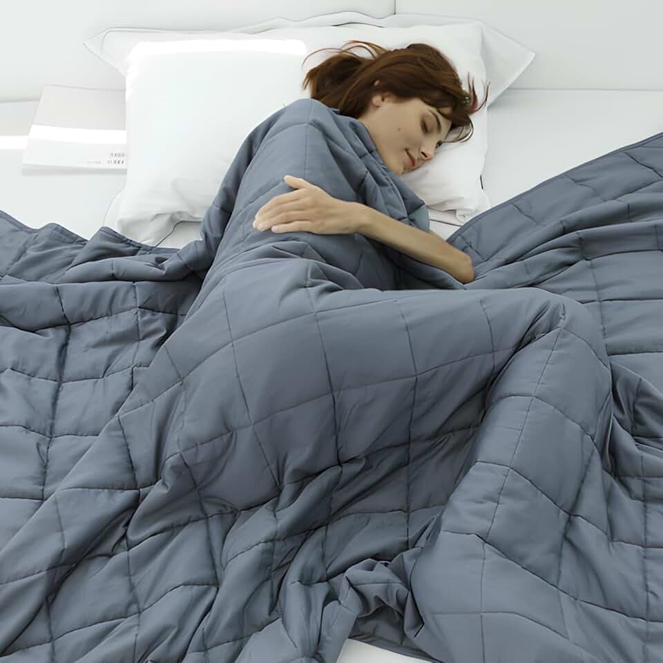 Weighted Idea Weighted Blanket for Adults (Dark Grey,48"x72",15lbs) Cooling Breathable Heavy Blanket with Premium Glass Beads All-Season Soft Thick Blanket