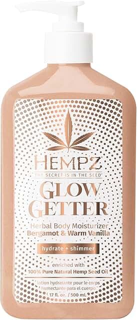 Hempz Glow Getter Body Lotion, Hydrating Moisturizer with Shimmer, 17 oz.