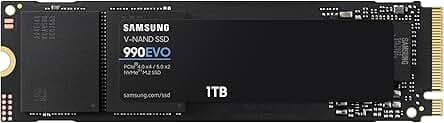 Samsung 990 EVO SSD 1TB, PCIe Gen 4x4, Gen 5x2 M.2 2280 NVMe Internal Solid State Drive, Speeds Up to 5,000MB/s, Upgrade Storage for PC Computer, Laptop, MZ-V9E1T0B/AM, Black