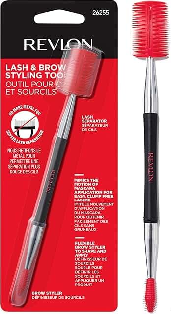 Revlon Lash & Brow Styling Tool, Dual Ended Eyelash Separator & Eyebrow Brush Spoolie, Works with Mascara & Brow Makeup, 1 count