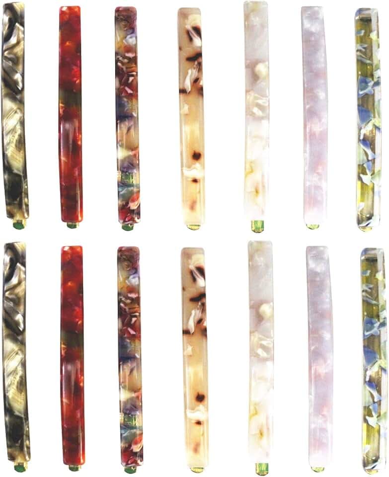 MIAO JIN 14 Pcs Hair Clips Bobby pins Acetate Barrettes Hair Accessories Fashion Geometric Bobby Hair Clips (7 Design)