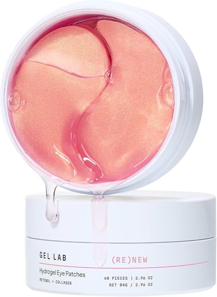 RENEW Collagen & Retinol Under Eye Gel Patches – Korean Hydrating Eye Mask for Fine Lines, Wrinkles, Firming, and Brightening Skin – 60 Gel Eye Patches