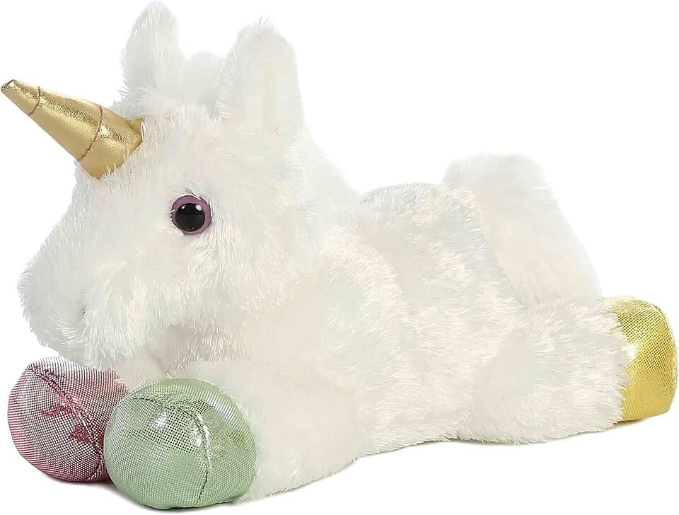 Aurora® Adorable Mini Flopsie™ Prism Unicorn™ Stuffed Animal - Playful Ease - Timeless Companions - White 8 Inches
