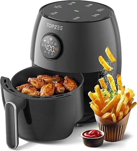 2.1Qt Small Air Fryer - Compact Digital Mini Airfryer with 7-in-1 Presets, 98% Less Oil, Adjustable Temperature & Timer, Shake Reminder, Nonstick, BPA-Free, Dishwasher Safe, Fast & Crispy Cooking