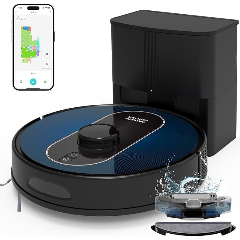 Robot Vacuum and Mop: 5000Pa Robotic Vacuum Self Emptying for 60 Days Hands-Free Cleaning, Self-Charging LiDAR Robot Vacuum Cleaner Alexa/APP Control for Hard Floor, Carpet, Pet Hair