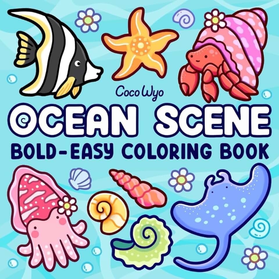 Ocean Scene: Coloring Book for Adults and Kids, Bold and Easy Designs for Relaxation with Sea Life (Bold & Easy Coloring)