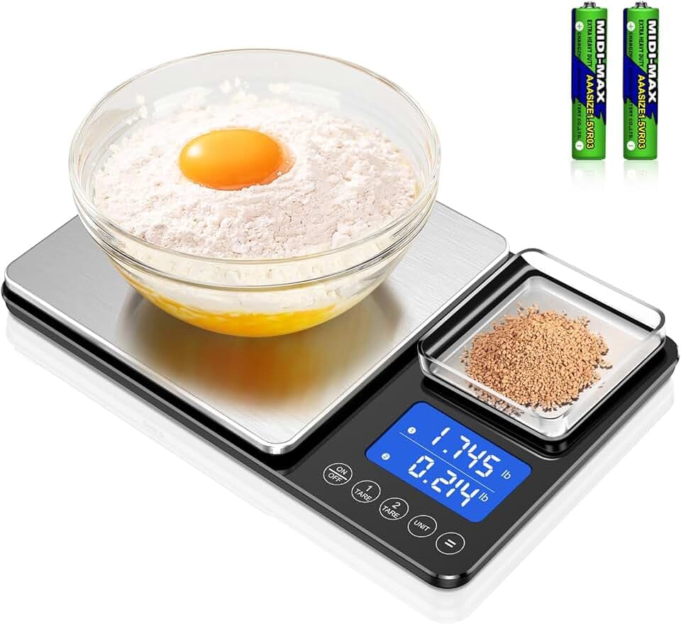 0.001oz/33lbs Dual Platform Food Kitchen Scales Digital Weight Grams and Ounces, Two Precisions Kitchen Scale for Sourdough Bread, Baking and Cooking with 7 Units Tare, Accumulation Functions