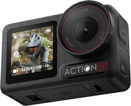 DJI Osmo Action 5 Pro Essential Combo, Waterproof Action Camera with 1/1.3" Sensor, 4K/120fps Video, Subject Tracking, Stabilization, Dual OLED Touchscreens, Action Camera 4K Ideal for Sports, Vlog