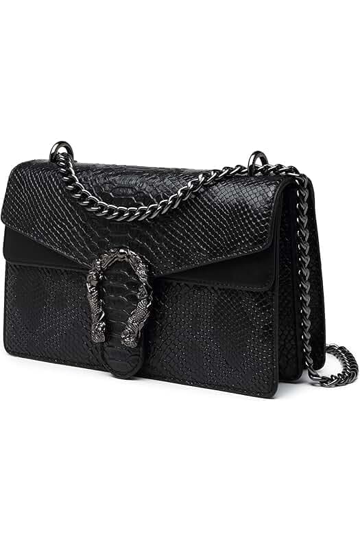 MYHOZEE Crossbody Bags for Women - Snake Printed Clutch Purses Leather Chain Shoulder Bags Evening Handbags