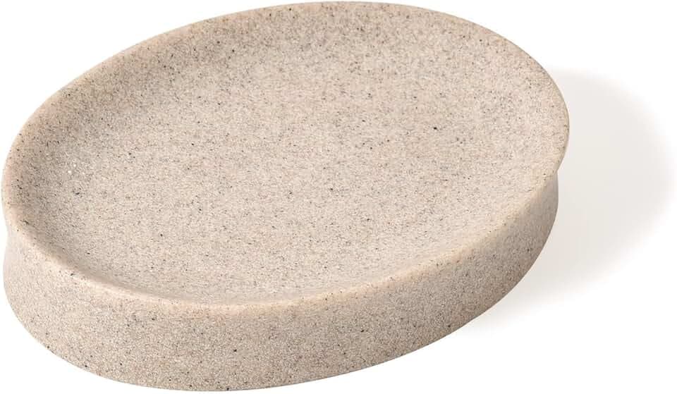 IMEEA Soap Dish Resin Soap Tray Soap Holder Sponge Hand Soap Dish Holder for Bathroom Shower Kitchen Sink Counter (Beige)