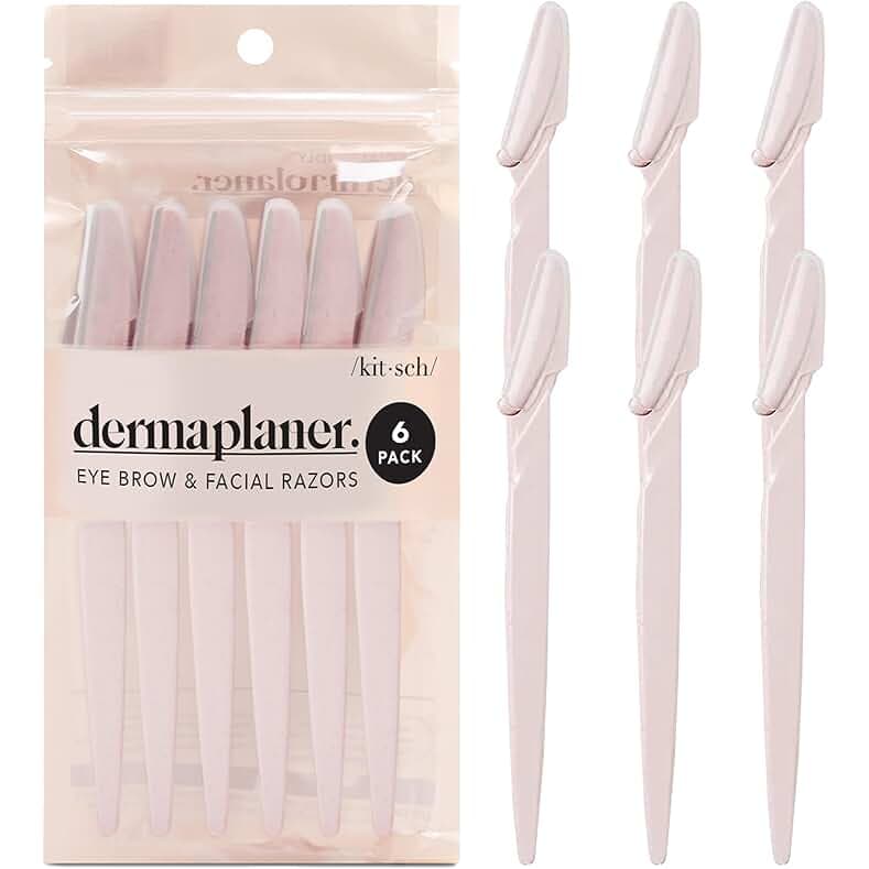 Kitsch Dermaplaning Tool - Face Razors for Women and Men, Dermaplane Razor for Women Face, Dermaplane Razor for Facial Hair Removal, Eyebrow Trimmer and Shaver, Skin Care Tools - 6pcs Blush