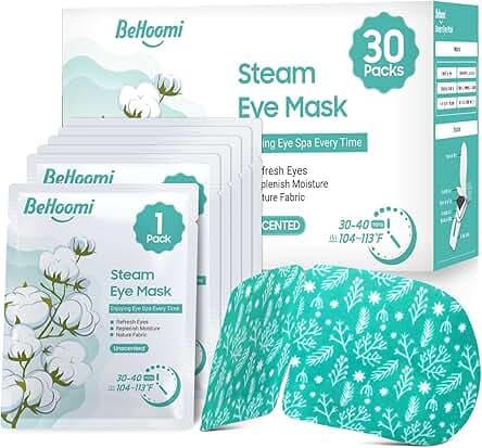 30Packs Steam Eye Mask, Heated Eye Mask Warm Compress for Eyes, Self Heating Warm Eye Masks Disposable Steam Mask for Home Sleep, Spa, Travel Essentials & Relaxation Gifts (Unscented)